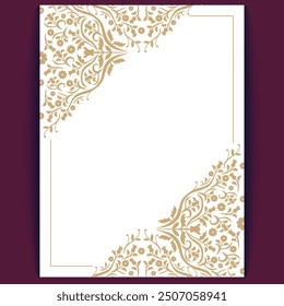 Elegante Plantilla de diseño de esquina floral de oro para invitaciones y papelería con espacio de texto