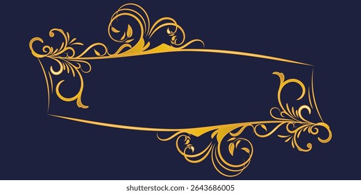 Elegant gold floral frame on dark background, perfect for invitations, certificates, packaging, or premium branding and design elements.