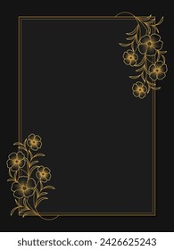 Elegant Gold Floral Invitation Template. Luxury Wedding And Birthday Frame.