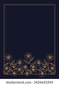 Elegant Gold Floral Invitation Template. Luxury Wedding And Birthday Frame.