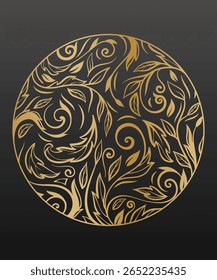 Elegante ouro floral medalhão intrincado círculo botânico ornamento luxuoso decorativo Elemento Design