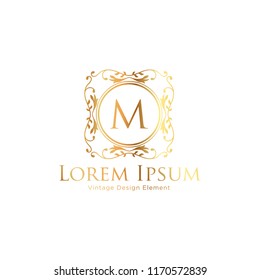 elegant gold floral monogram design templates. Wedding monogram. Elegant ornament. Business sign, monogram identity for restaurant, boutique, cafe, hotel