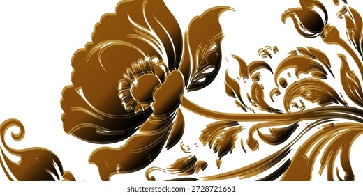 Elegant Gold Floral Pattern Background with Intricate Swirls, Leaves, and Decorative Motifs for Design