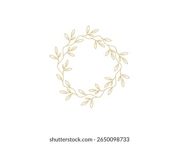 Elegante gouden bloemenkrans frame ontwerp, botanisch, omtrek, bladeren