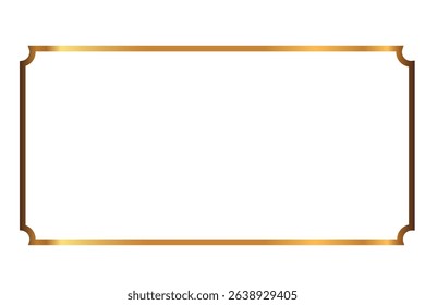 Elegant gold frame with decorative corners on white background for festive or formal design template