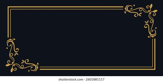 Elegant gold frame decorative element isolated