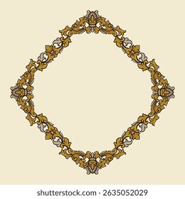Elegant gold frame for decorative purposes, suitable for invitations, certificates, or artistic displays.