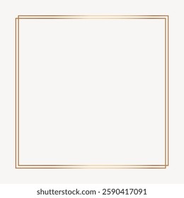 Elegant gold frame with double borders. Minimalist gold frame design. Perfect for invitations, cards, or art. Gold frame adds a touch of luxury and style. Frame vector with copy space.