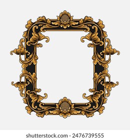 Elegant gold frame with floral pattern
