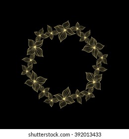 Elegant gold frame for your design. Place for text. Vintage cover.