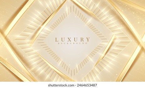 Elegant gold geometric background with sparkling details, perfect for luxury events, high-end branding, and premium invitations. Vector Illustration.