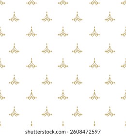 Elegant Gold Geometric Repeat Pattern on White: Luxurious Textile Design for Sophisticated Decor and Stylish Accents 