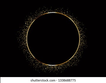 Elegant gold glitter black background with Circle gold. -Vector. Template design