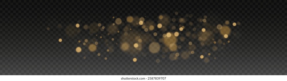 Elegant Gold Glow - Soft Floating Light Particles and Abstract Golden Bokeh for Beautiful, Fantasy-Themed, and Festive Design Overlays on Transparent Backgrounds