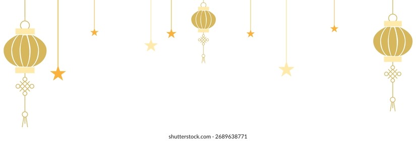 Elegant gold hanging lantern pattern for celebration background