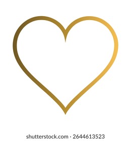 Elegant Gold Heart Outline on White Background