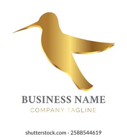 Elegant Gold Hummingbird Logo Design