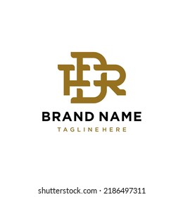 diseño elegante de la letra inicial de oro monograma logo FDR
