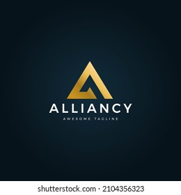 Elegant Gold Initial Logo For Company Letter A