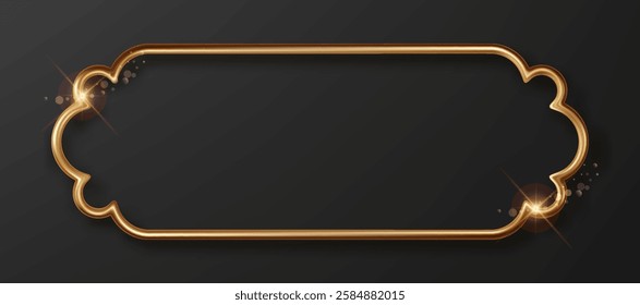 Elegant gold Islamic frame for Ramadan and Muslim celebrations. Golden Islamic ornament frame for Ramadan banners, labels, and tags