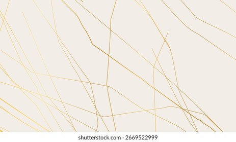 Elegante padrão de rachadura Kintsugi de ouro sobre fundo esbranquiçado. Textura de fendas douradas que lembram mármore quebrado. Ideal para cartões de casamento, cartazes e modelos de design de luxo. Ilustração vetorial