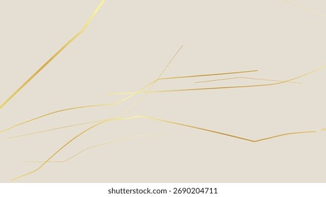 Elegant gold Kintsugi crack pattern on whitish background. Texture of golden cracks resembling broken marble. Ideal for wedding cards, posters, and luxury design templates. Vector illustration