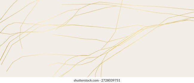 Elegant gold Kintsugi crack pattern on whitish background. Texture of golden cracks resembling broken marble. Ideal for wedding cards, posters, and luxury design templates. Vector illustration