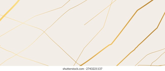 Elegant gold Kintsugi crack pattern on whitish background. Texture of golden cracks resembling broken marble. Ideal for wedding cards, posters, and luxury design templates. Vector illustration