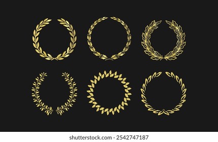 Elegante Vector de corona de laurel de oro para premios Certificados y logros en formato EPS Elementos de decoración personalizables
