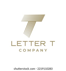 Elegant Gold Letter T Logo. Creative Logotype design for luxury company branding.