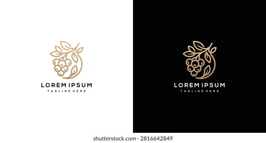Elegant Gold Line Art Grape Logo
