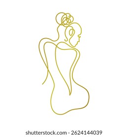 Elegant Gold Line Art Woman Silhouette Logo Design
