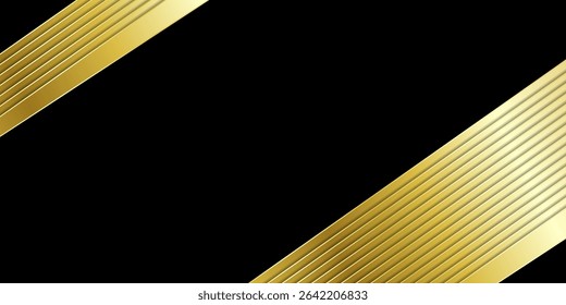 Elegant Gold Line Frame on Black Background. Vector Illustration. Technology Wallpaper. Copy Space