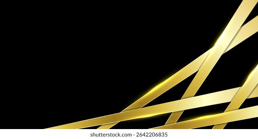 Elegant Gold Line Frame on Black Background. Vector Illustration. Technology Wallpaper. Copy Space