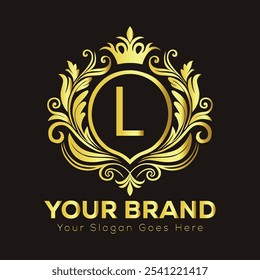 Elegant Gold Logo Design with Letter L.