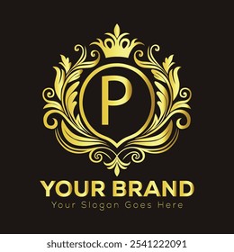 Elegant Gold Logo Design with Letter P