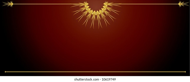 Elegant gold long red background