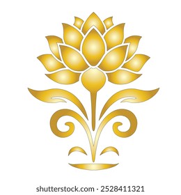 Elegant Gold Lotus Flower Logo. Emblem with ornamental details, symbolizing purity, elegance, and spirituality. Use in branding, wellness centers, or meditation themes.