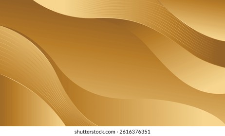 Elegant gold luxury wave background. Abstract wallpaper design. Suitable for Invitations, awards, sales, events, templates, banners, cards, covers, websites, pages and more
