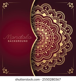 Elegant Gold Mandala Art Design with Luxurious Gold Color Patterns