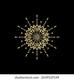 Elegant Gold Mandala on Black Background