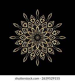 Elegant Gold Mandala on Black Background