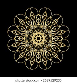 Elegant Gold Mandala on Black Background