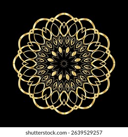 Elegant Gold Mandala on Black Background