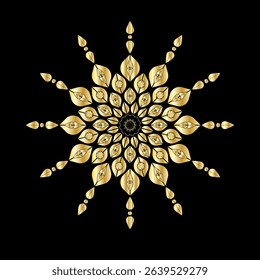 Elegant Gold Mandala on Black Background