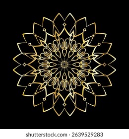 Elegant Gold Mandala on Black Background