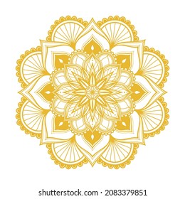 Elegant gold mandala pattern design on white background.