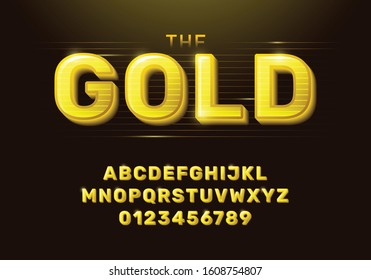 Elegant Gold Metal Chrome alphabet font. Typography set for logo, Poster, Invitation. vector illustration and event.