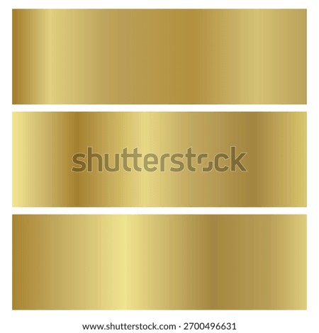 Elegant gold metallic gradient set. Gold Metallic Gradient Collection. Shiny Metal Foil Texture Vector Backgrounds.