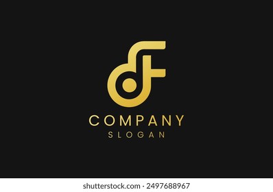 Elegant Gold Musical Note Logo on Black Background